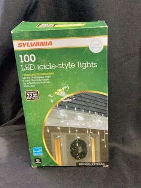 Sylvania 100 LED Icicle-Style String Lights - Cool White 5 boxes 5$ each